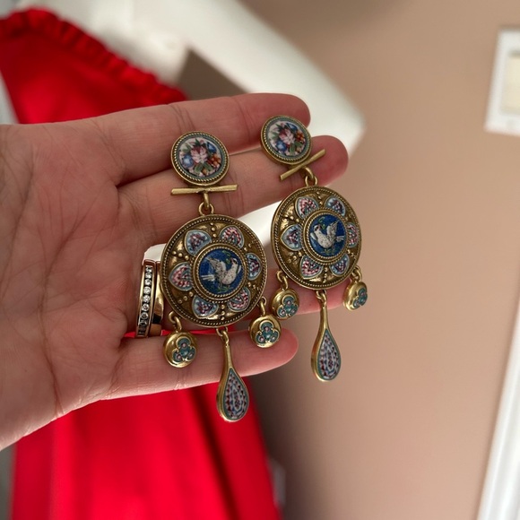 4/$100 MOROCCAN Gold and Blue Dangle Earrings 🥳 - Picture 4 of 5